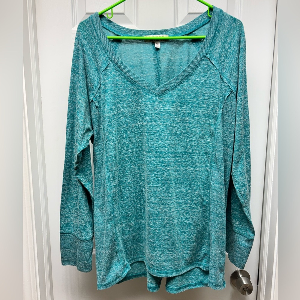 Derek Heart Plus Teal Heathered Long Sleeve Top – Size 3X